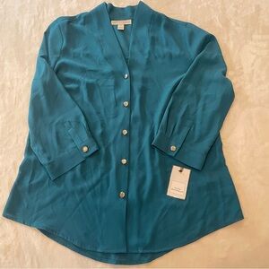 Dana Buchman Teal Button-Down Shirt